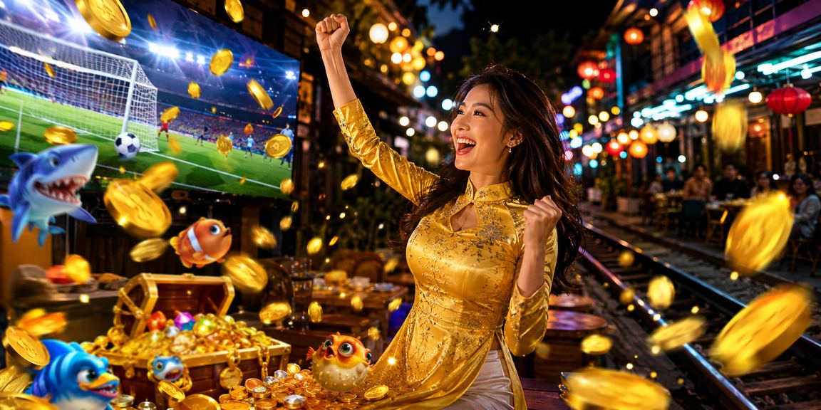 Người dùng Hà Nội trong trang phục áo dài thao tác nạp tiền cho trò chơi bắn cá trực tuyến